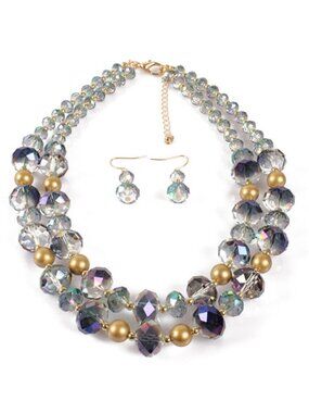 Handmade Crystal Multistrand Strand Layered Jewelry Set